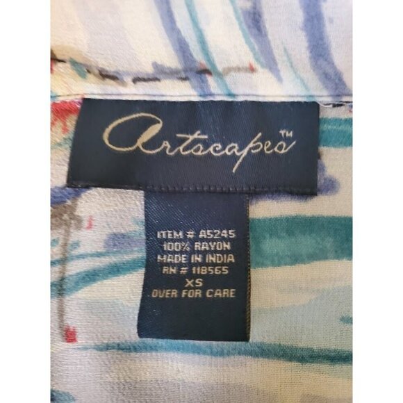 Artscapes Women's Two Piece Tank Blouse Shirt Set XS Polyester & Rayon Colorful - Picture 5 of 11